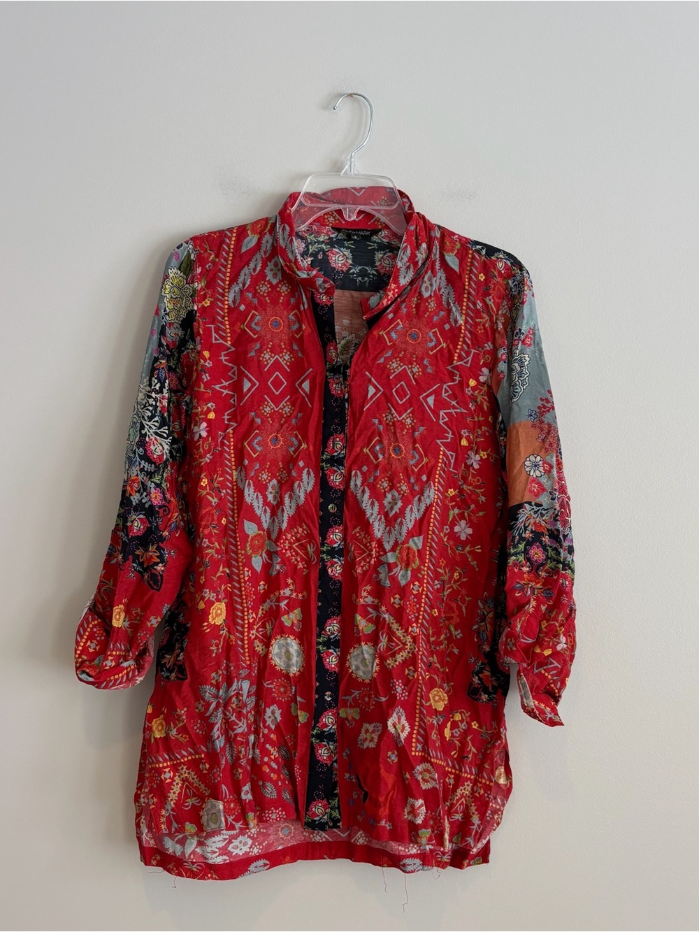 John Mark Red Floral Button-Down Shirt